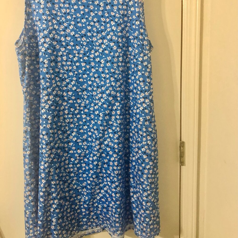 Blue Floral Sleeveless Dress - Picture 6 of 8